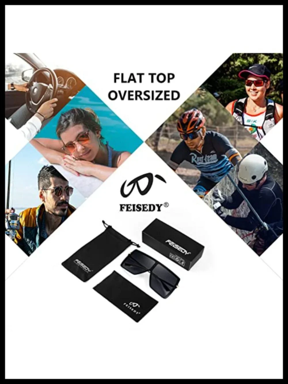 Oversized Flat Top Shield Sunglasses Women Men Square Rimless UV400